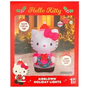 Hello Kitty Inflatable Holiday Lights 4.5 ft Tall Airblown Christmas Yard Decor